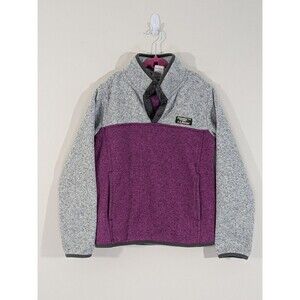 L.L.Bean - Gray & Mulberry 1/4 Snap Sweater Fleece Pullover School Playdate Sz S